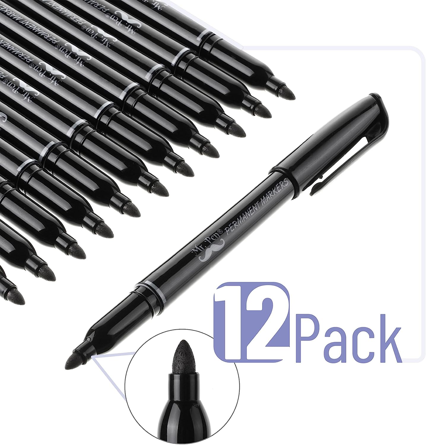 Mr. Pen- Permanent Markers, 12 Pack, Black - Mr Pen Max